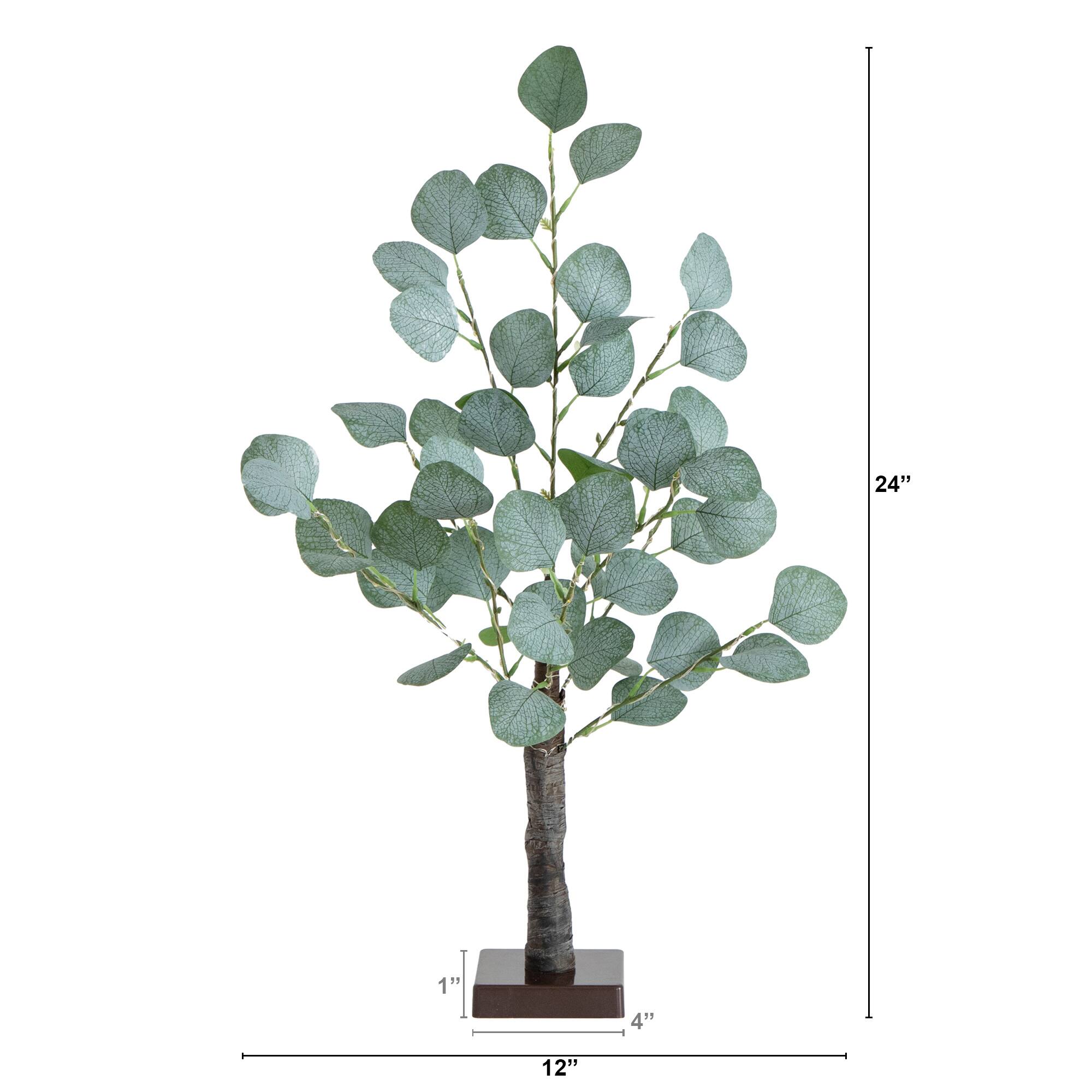2ft. Pre-Lit Artificial Eucalyptus Tree with Warm White LED Lights